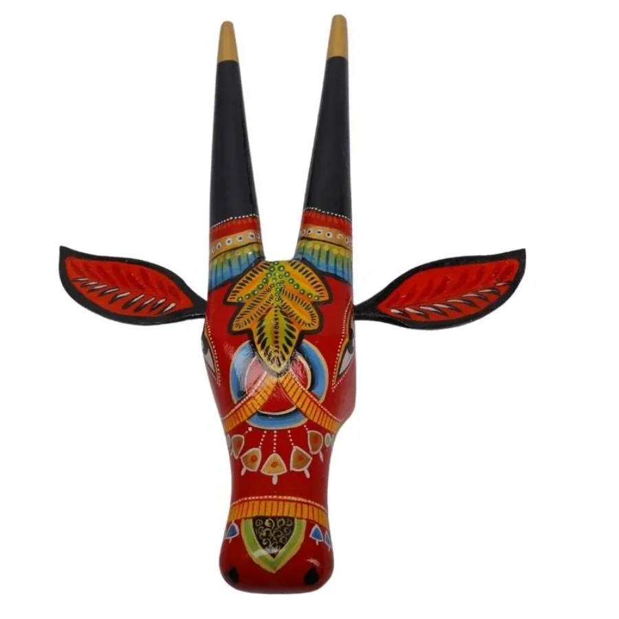 Untitled design (30) Handcrafted Wooden Cow Head Wall Hanging - Image 1