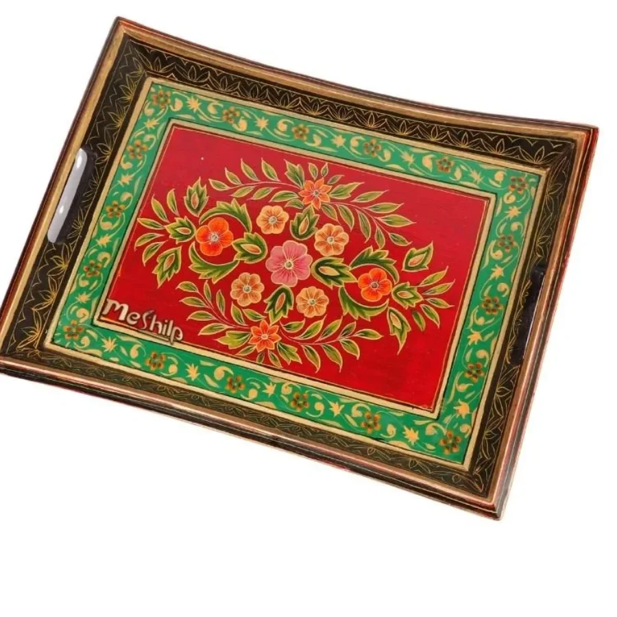 Untitled design (40) Handcrafted Mango Wood Four-Corner Serving Tray - Image 1