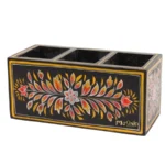 Mango Wood Red hand Painted Knifes/ Spoon Holder