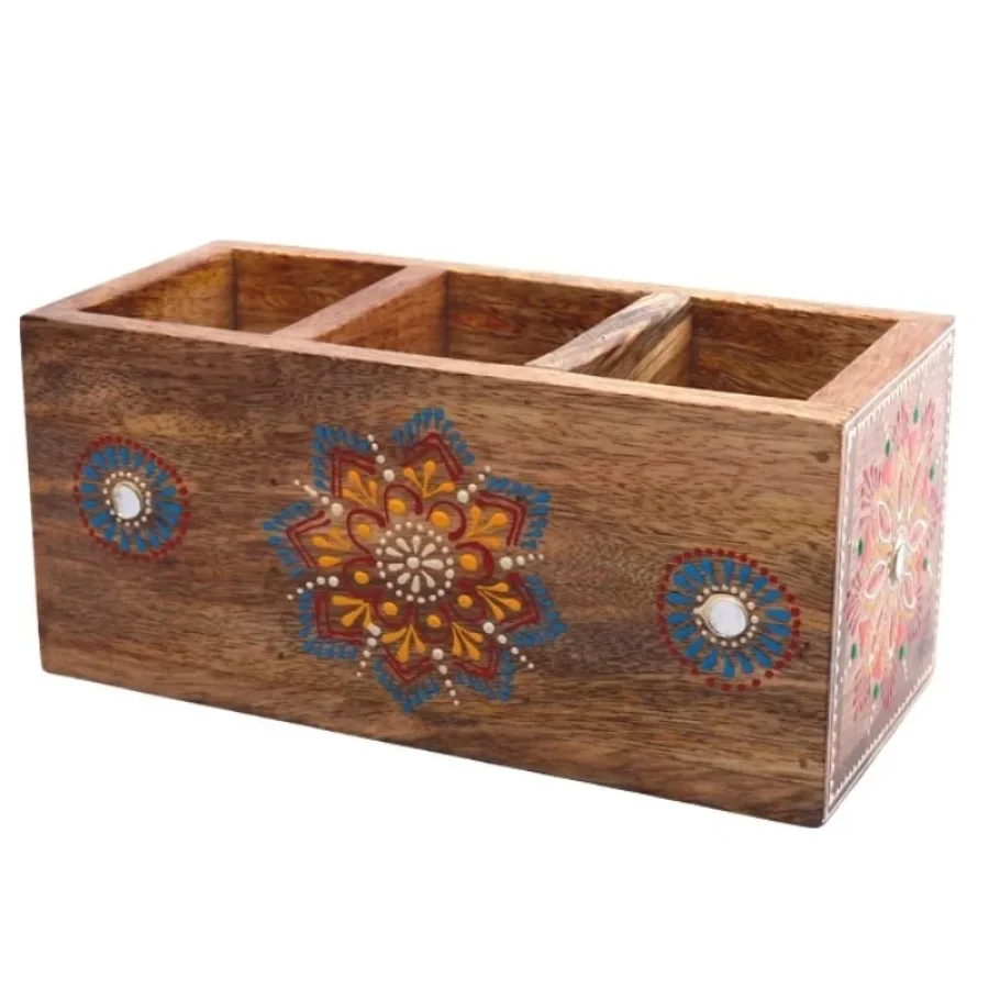 Untitled design (51) Mango Wood hand Painted Knifes/ Spoon Holder - Image 1
