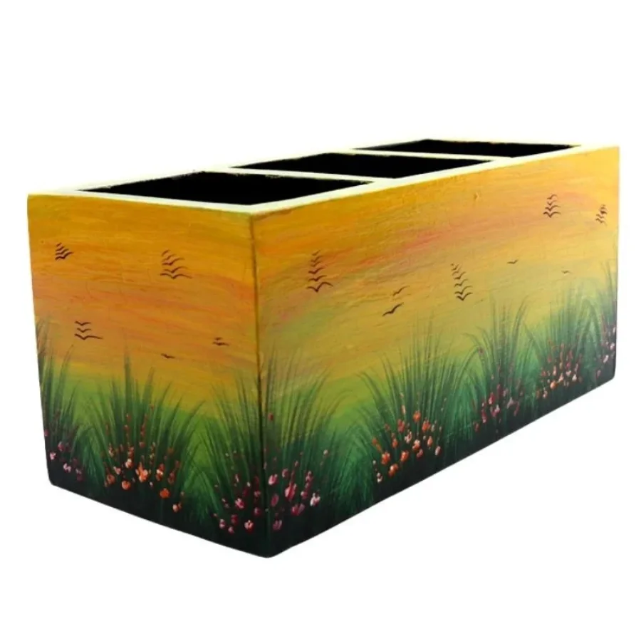 Untitled design (52) Artisan Mango Wood Hand-Painted Cutlery Stand - Image 1