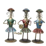 Iron Multicolor Lady Musician Decor Set – 3 Pieces