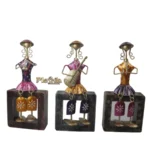 Multicolor Iron Lady Musician Showpiece (Set of 3)