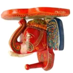 Traditional Indian Hand-Embossed Peacock Wooden Shelf